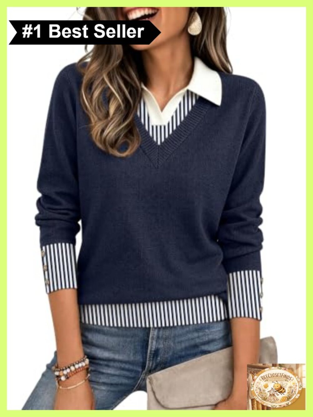 Womens Polo Sweater V Neck Button Knit Golf Pullover Fall